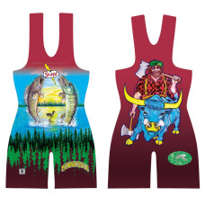 MN/USAW Paul Bunyan Fish Red Wrestling Singlet