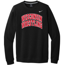 Wisconsin Wrestling Black Nike Club Crew Sweatshirt