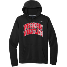 Wisconsin Wrestling Black Nike Club Hooded Sweatshirt