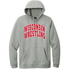 Wisconsin Wrestling Grey Nike Club Hooded Sweatshirt
