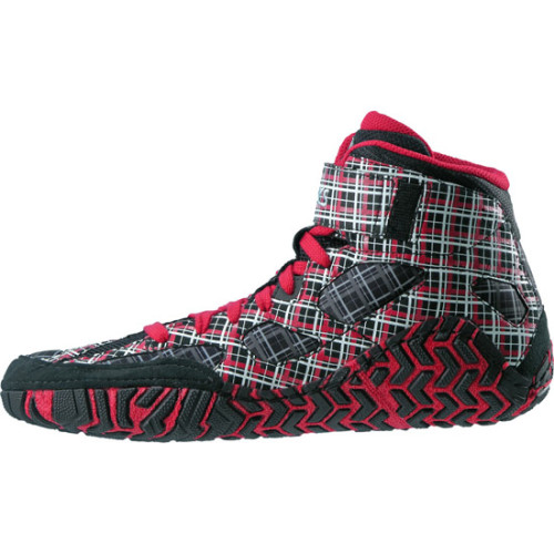 Wrestling Shoes ASICS Aggressor LE White/Black/Plaid Red - NEW LIMITED EDITION SHOE - Available July 15th, 2013.